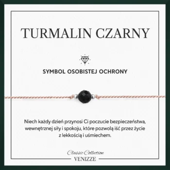 Bransoletka szczęścia z kamieniem naturalnym turmalin czarny