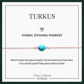 Bransoletka szczęścia z kamieniem naturalnym turkus