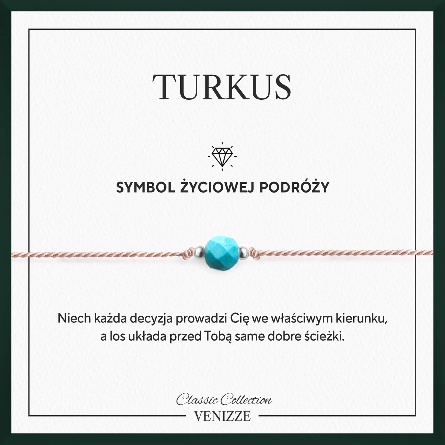 Bransoletka szczęścia z kamieniem naturalnym turkus