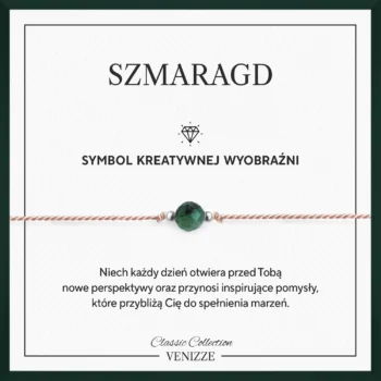 Bransoletka szczęścia z kamieniem naturalnym szmaragd