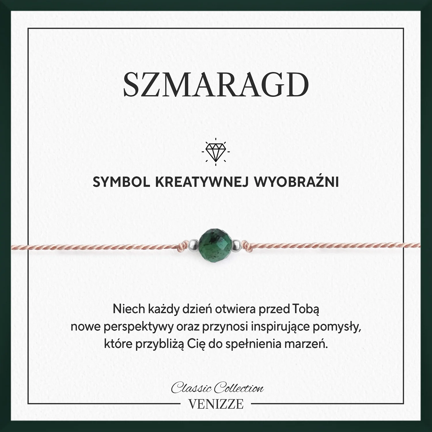 Bransoletka szczęścia z kamieniem naturalnym szmaragd
