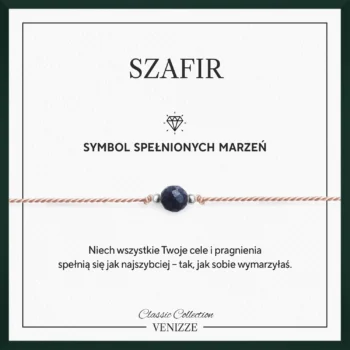 Bransoletka szczęścia z kamieniem naturalnym szafir