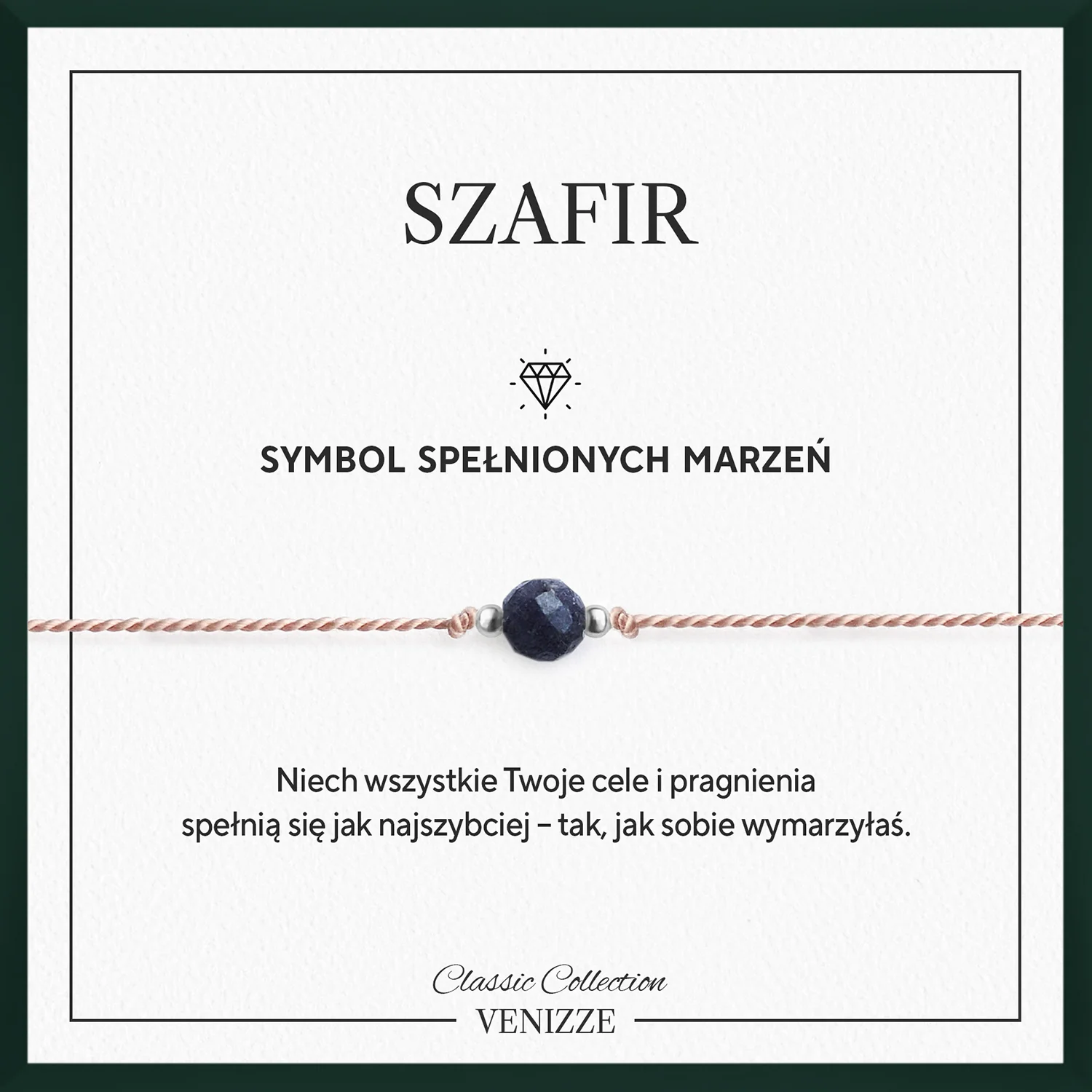 Bransoletka szczęścia z kamieniem naturalnym szafir