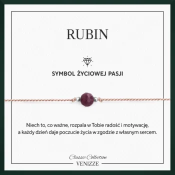 Bransoletka szczęścia z kamieniem naturalnym rubin