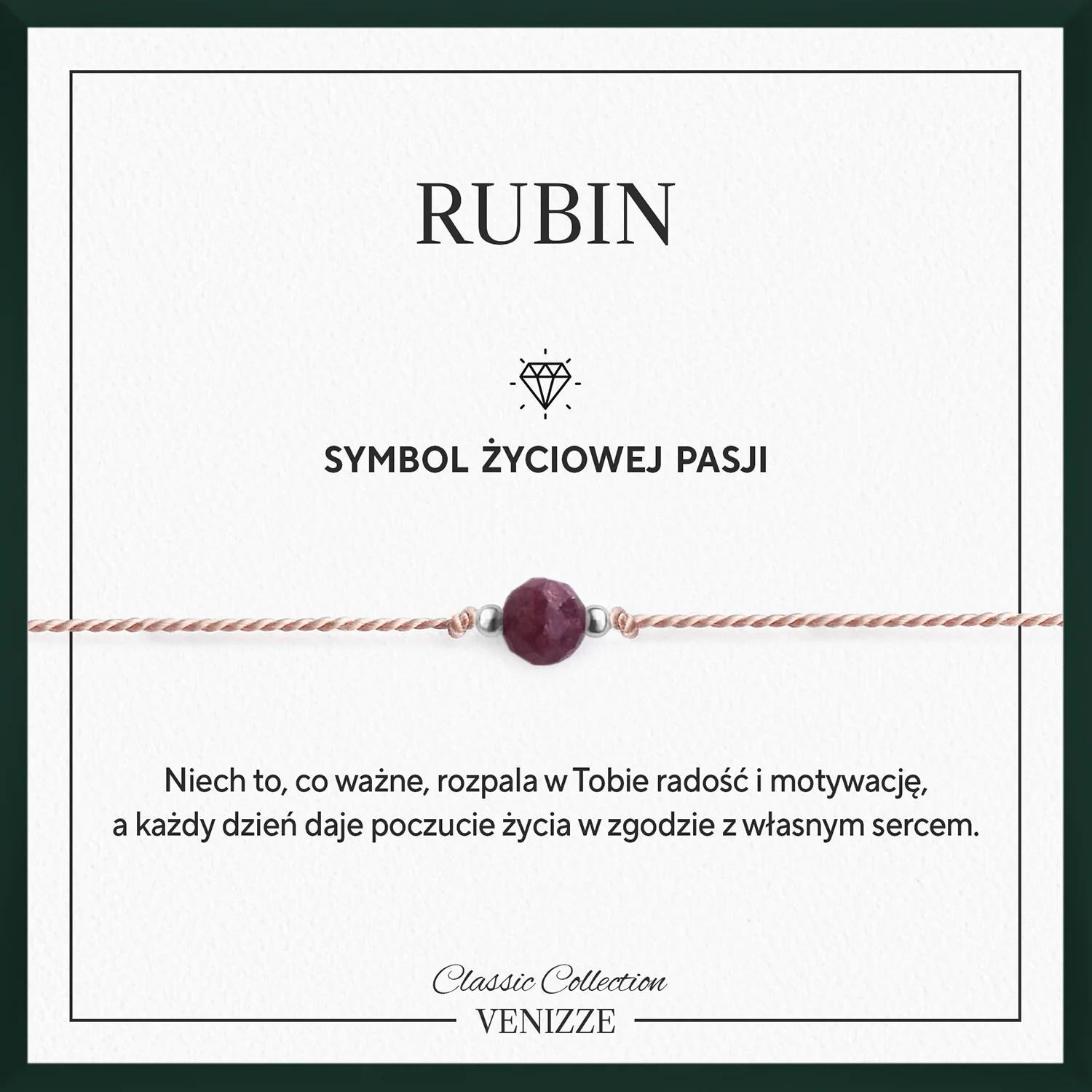 Bransoletka szczęścia z kamieniem naturalnym rubin