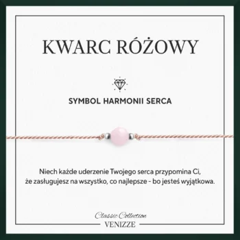 Bransoletka szczęścia z kamieniem naturalnym kwarc różowy