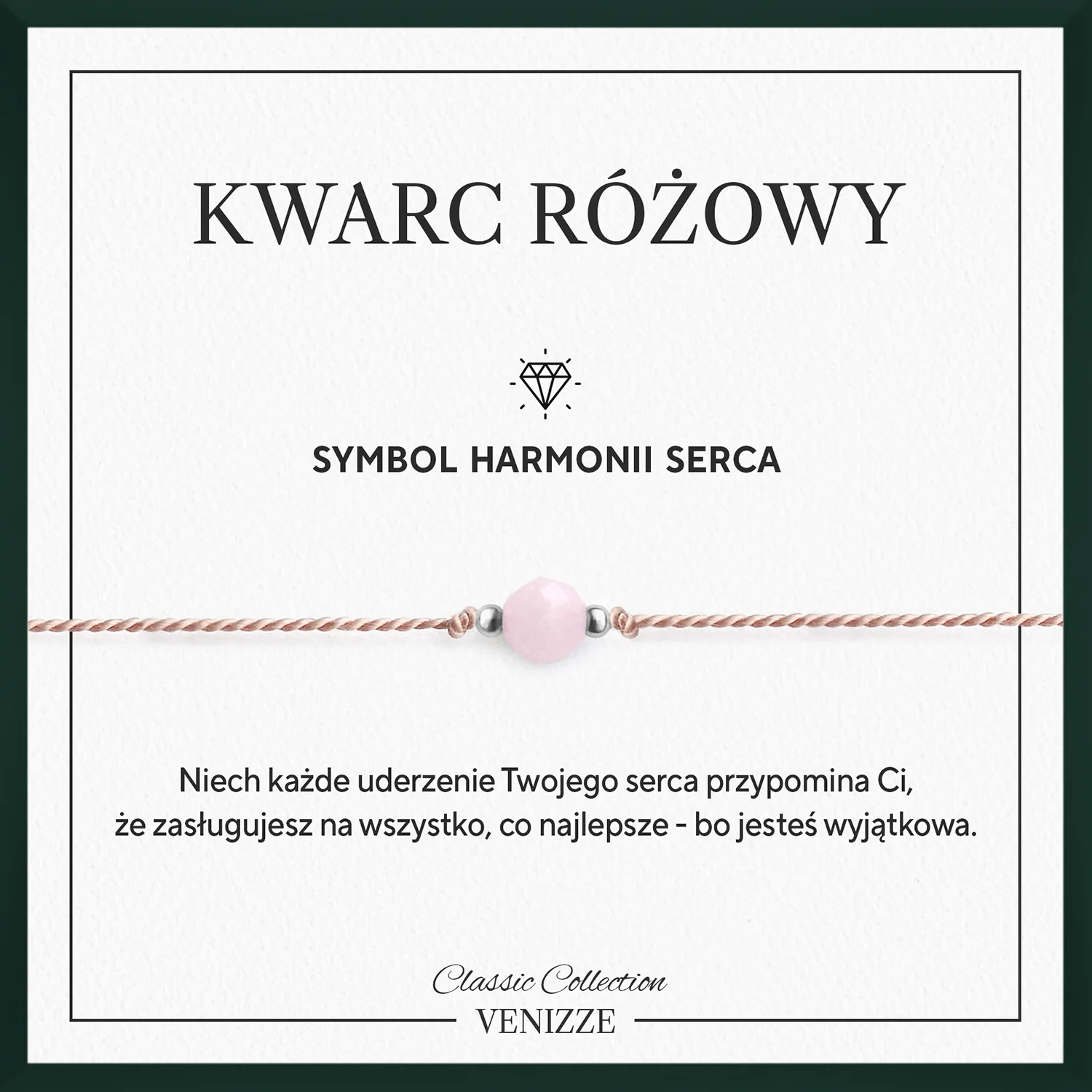 Bransoletka szczęścia z kamieniem naturalnym kwarc różowy