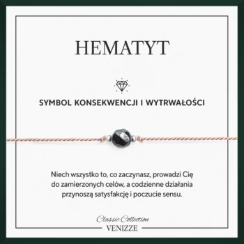 Bransoletka szczęścia z kamieniem naturalnym hematyt