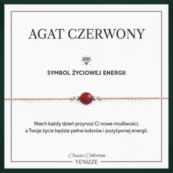 Bransoletka szczęścia z kamieniem naturalnym agat czerwony