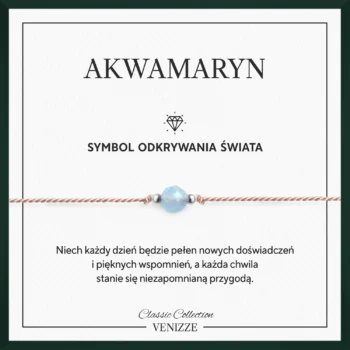 Bransoletka szczęścia z kamieniem naturalnym akwamaryn