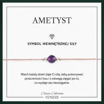 Bransoletka szczęścia z kamieniem naturalnym ametyst