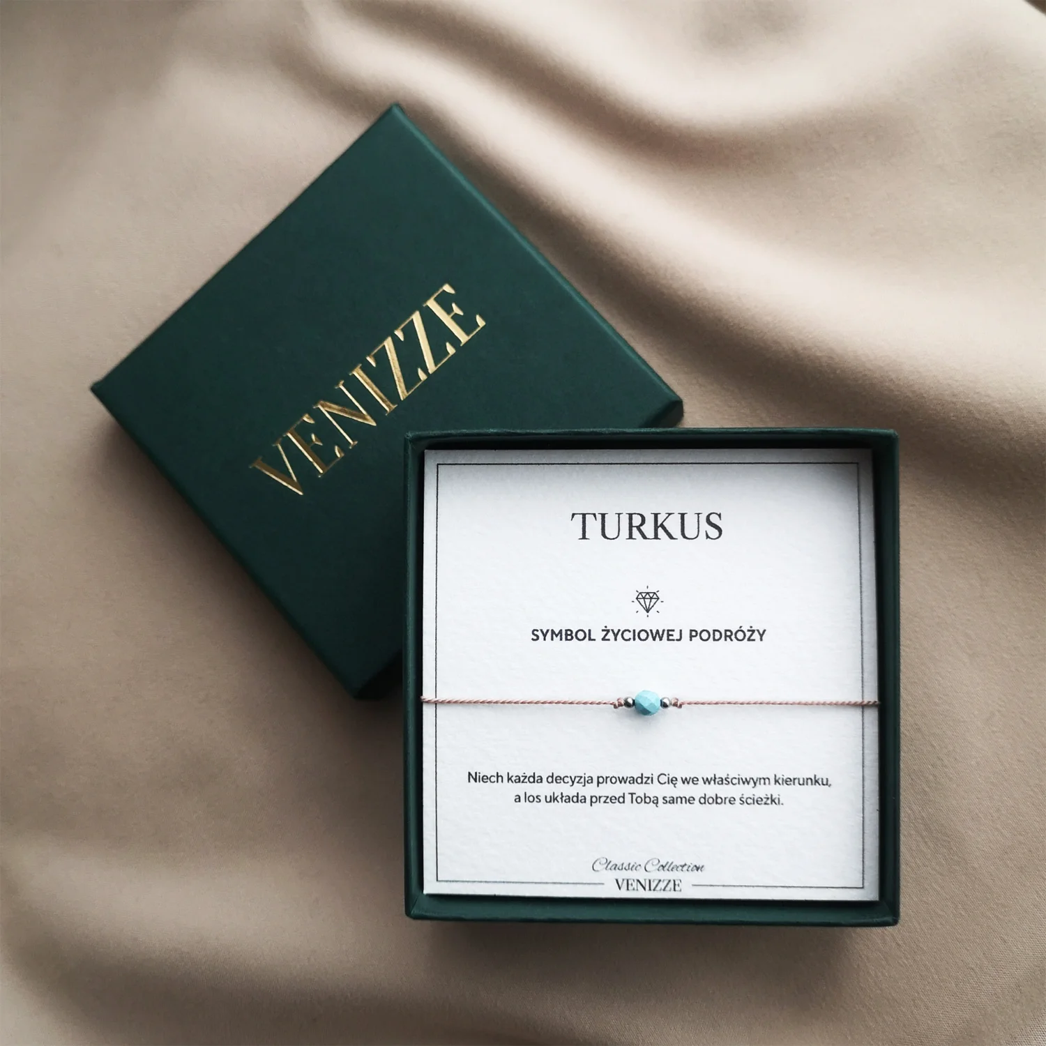 Bransoletka szczęścia z kamieniem naturalnym turkus - obrazek 2