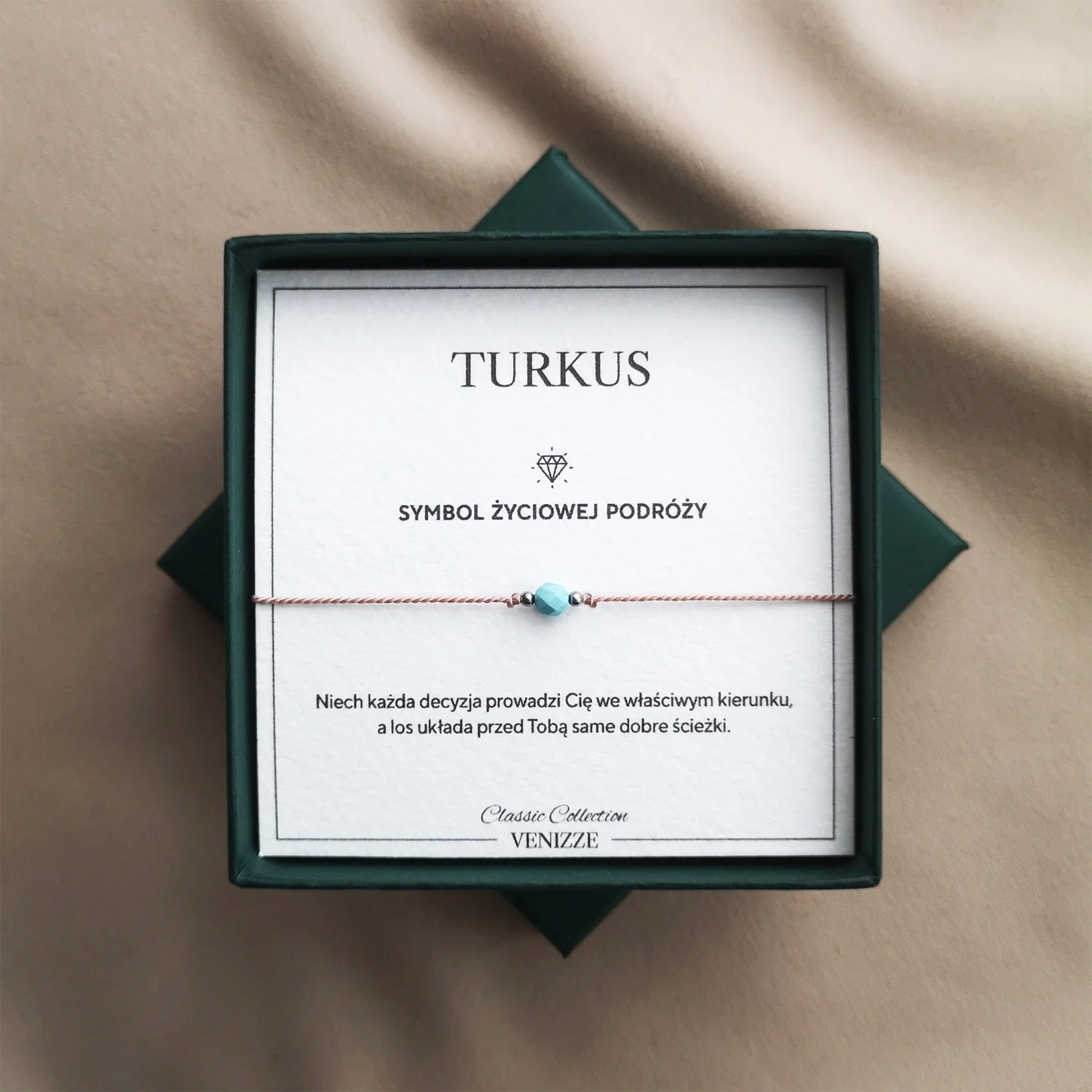 Bransoletka szczęścia z kamieniem naturalnym turkus - obrazek 7