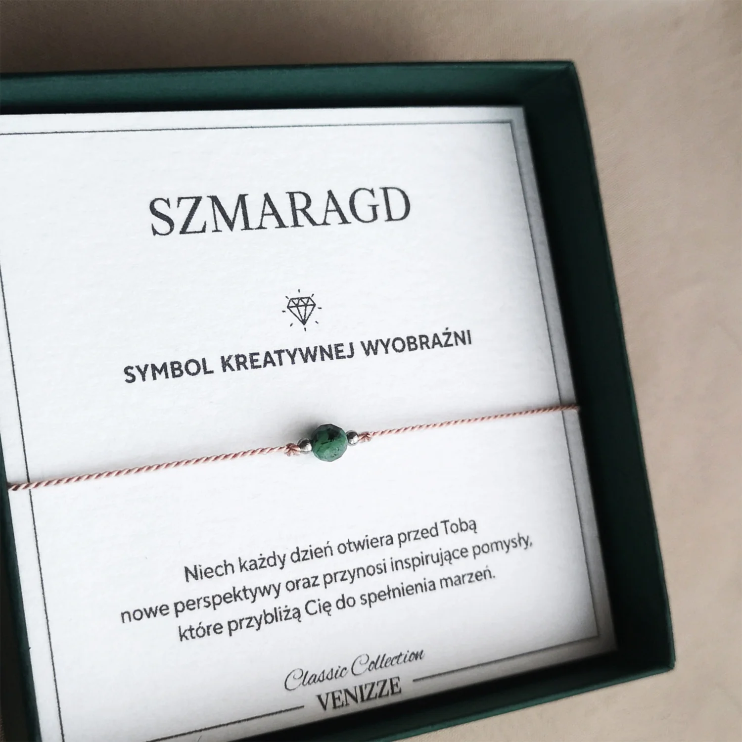 Bransoletka szczęścia z kamieniem naturalnym szmaragd - obrazek 6