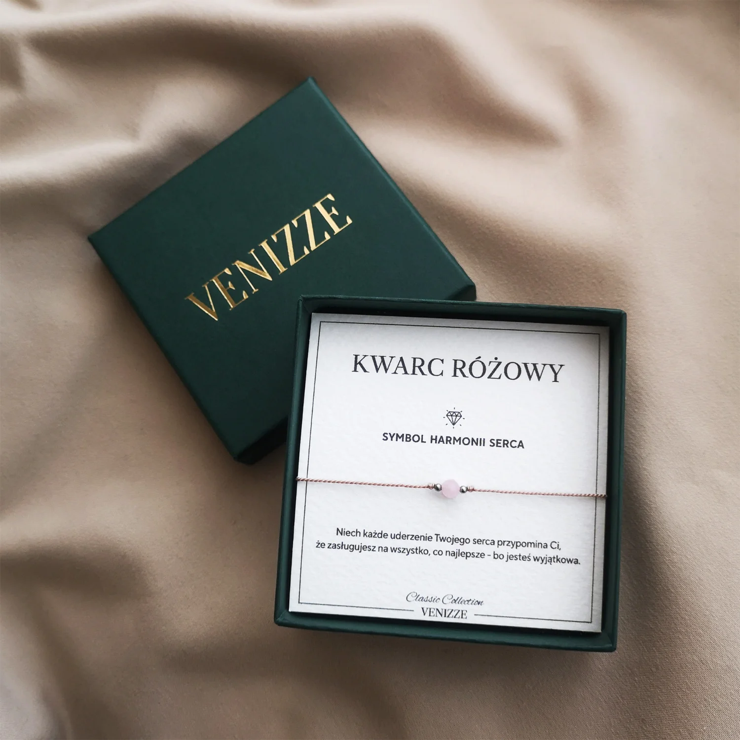 Bransoletka szczęścia z kamieniem naturalnym kwarc różowy - obrazek 2