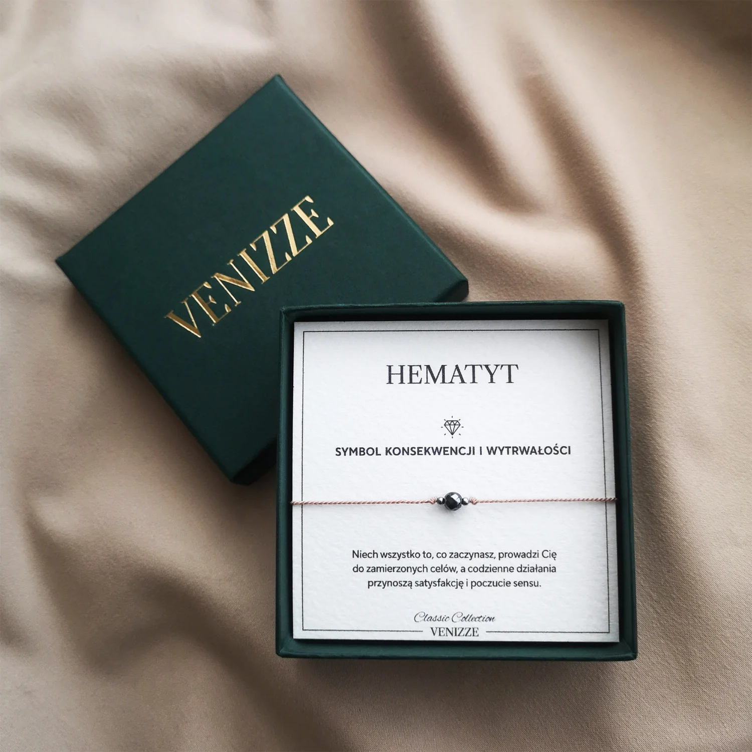 Bransoletka szczęścia z kamieniem naturalnym hematyt - obrazek 2