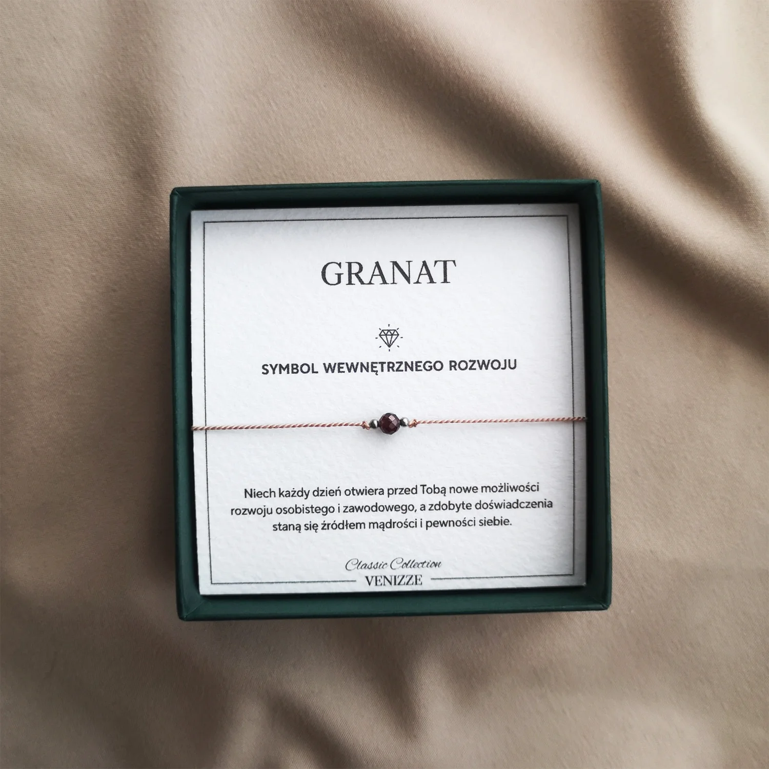 Bransoletka szczęścia z kamieniem naturalnym granat - obrazek 8