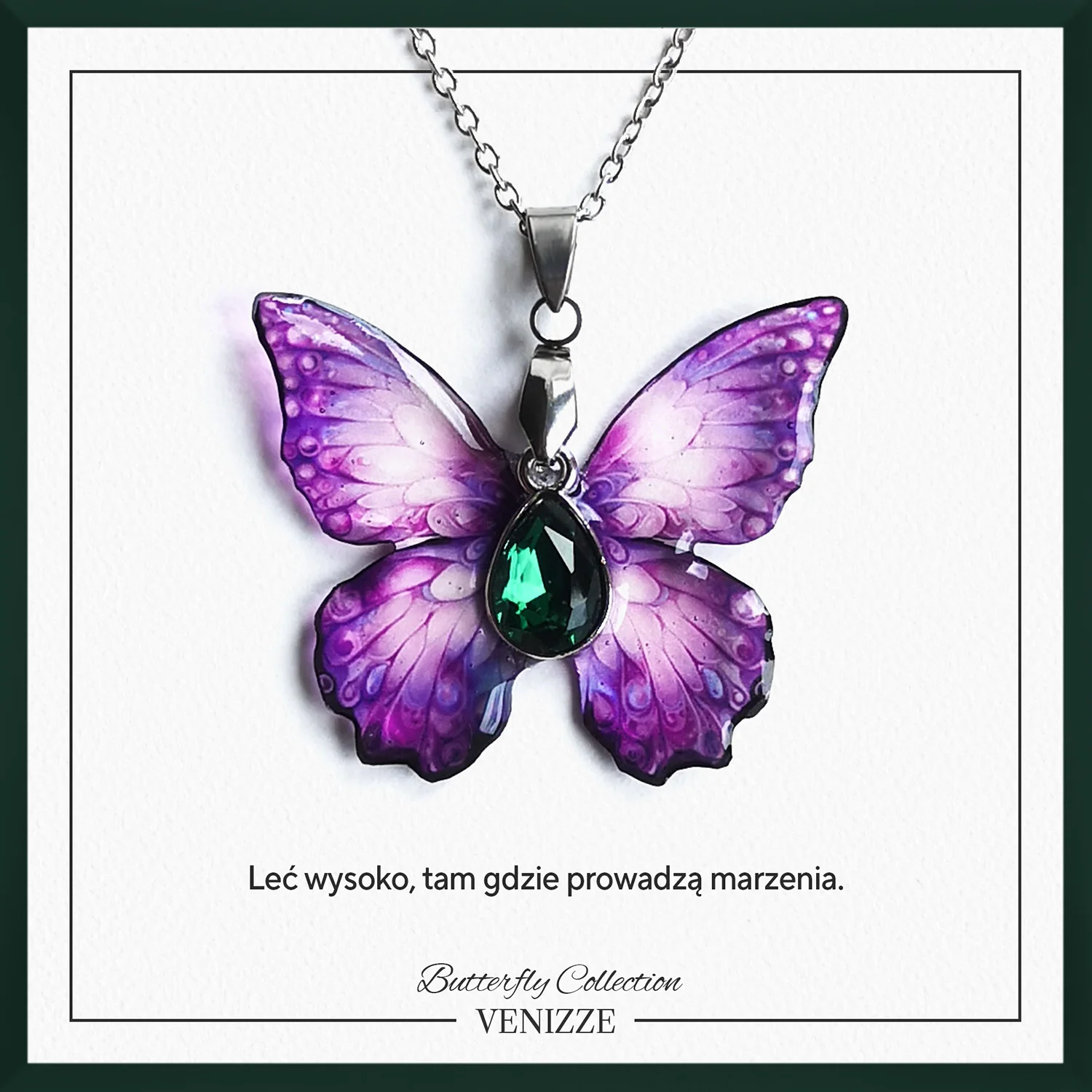 Naszyjnik motyl violet haze z cyrkonią
