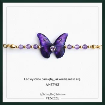 Bransoletka motyl orchid wings z ametystem i cyrkonią